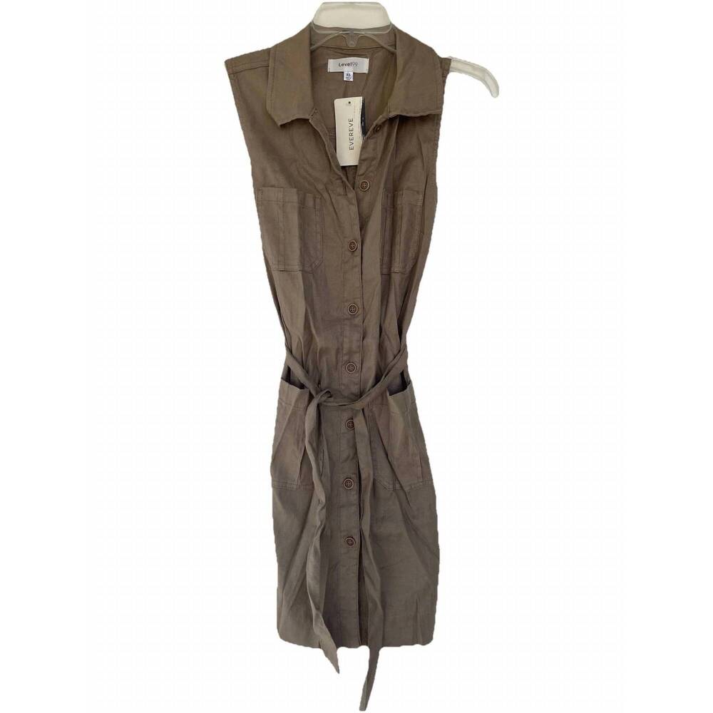 NEW LEVEL99 women's button up sleeveless dress in sandcastle